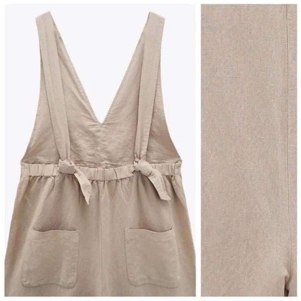 Zara Beige Linen Jumpsuit